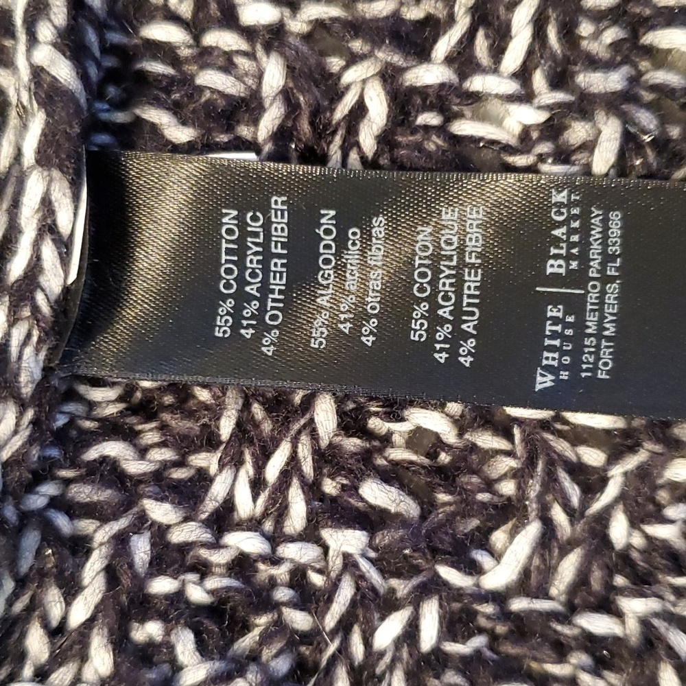 White House Black Market Marled Drop Sleeve Long Cardigan Black And White Size S - Picture 7 of 8